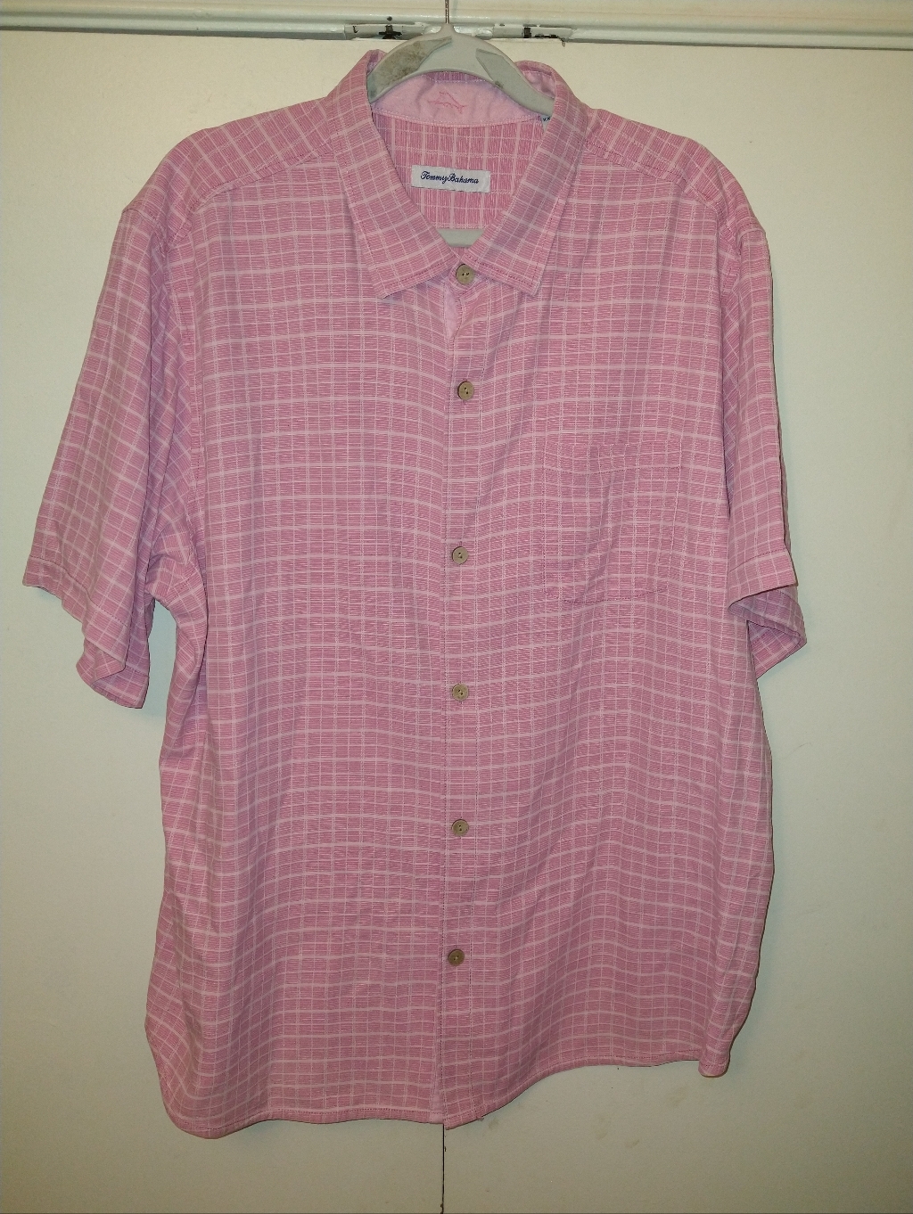 Tommy Bahama Check It Out Pink Plaid 100% Silk Camp Shirt Men's Sz Xxl.